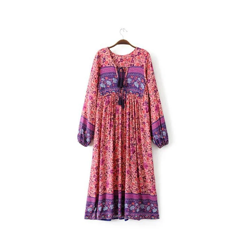 

Woven Bohemian Hippie Chic Maxi Dress Modest Women Clothing, Picture shown