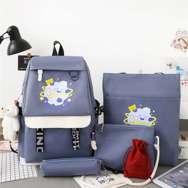 

Wholesale girls kids schoolbags 5 pcs in 1 set high quality travel backpacks girls school bags