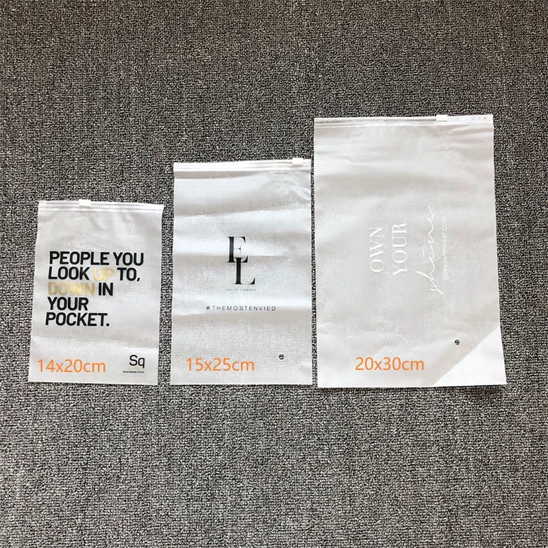Customized logo  zip lock bag Frosted matte zip bag waterproof  plastic packing bag
