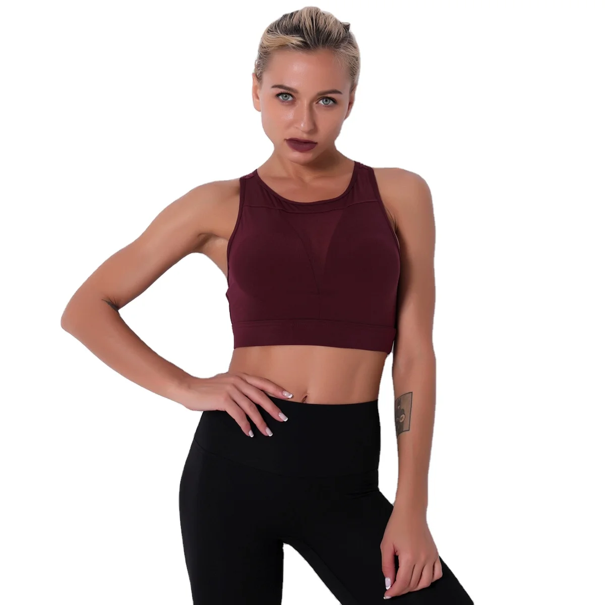 

Wholesale OEM women seamless workout sports bra solid high impact fitness wear crop top yoga bra