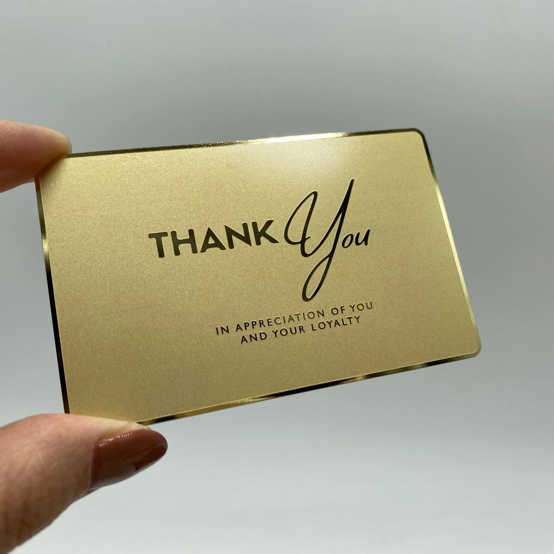 

DU thankyou cards metal, Cmyk color or pantone color