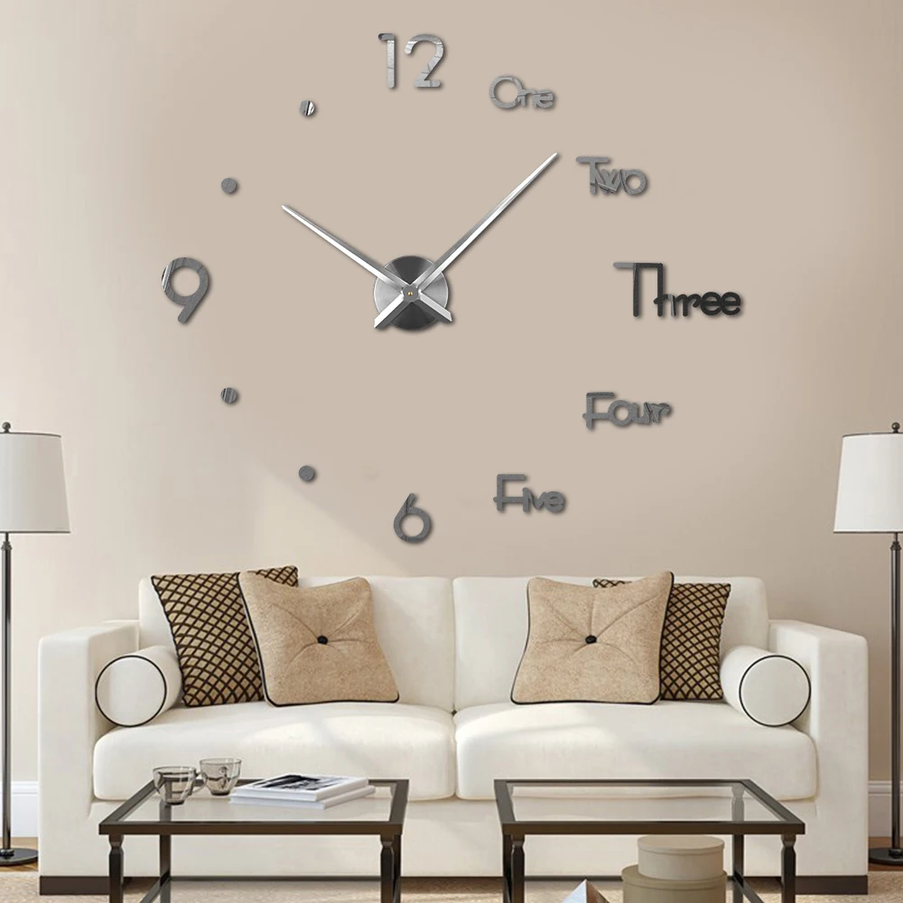 

Creative Products 2021 digital 3D Clocks DIY Wall Clock Acrylic Sticker Big Mounted Clock Horloge reloj pared, Sliver,black,golden