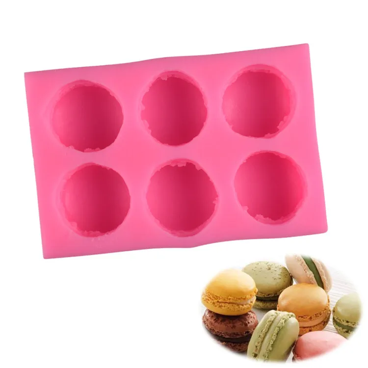 

Y1954 Hot sale 6 cavity macaron silicone cake mold, Pink