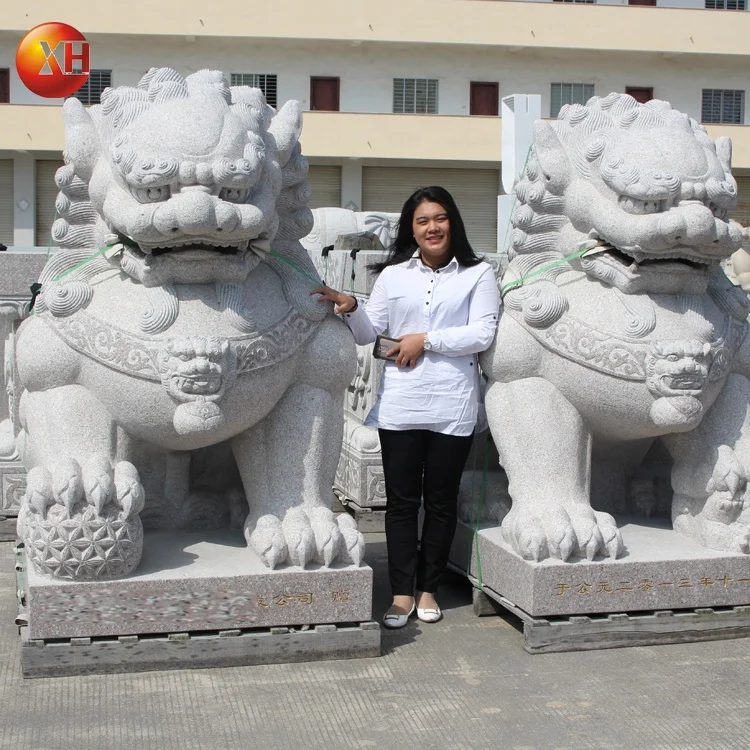 Китайский Натуральный гранит камень большой размер Foo собака статуя