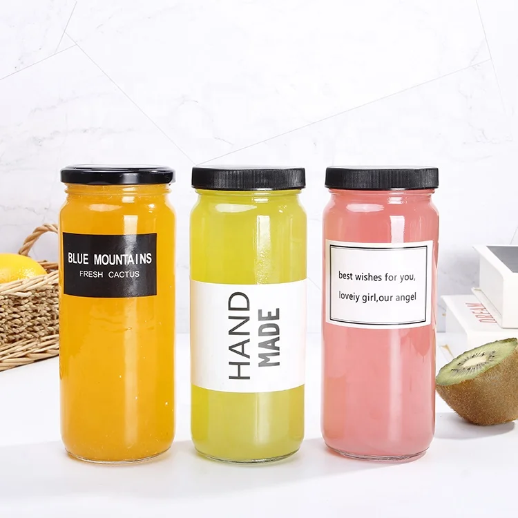 

Smoothie bottle 250ml 500ml straight sided paragon glass jar for juice, Clear, transparent