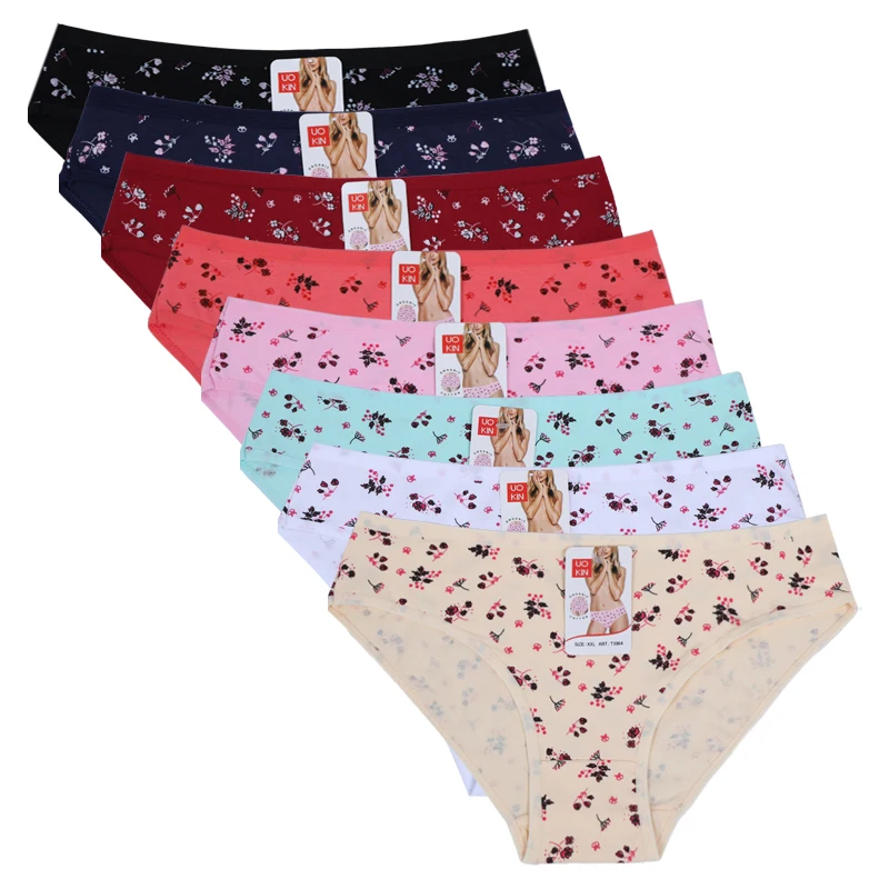 

UOKIN T3964 Wholesale High Quality Underwear Breathable Cotton Ladies Women Panties Briefs, 8 colors mixed