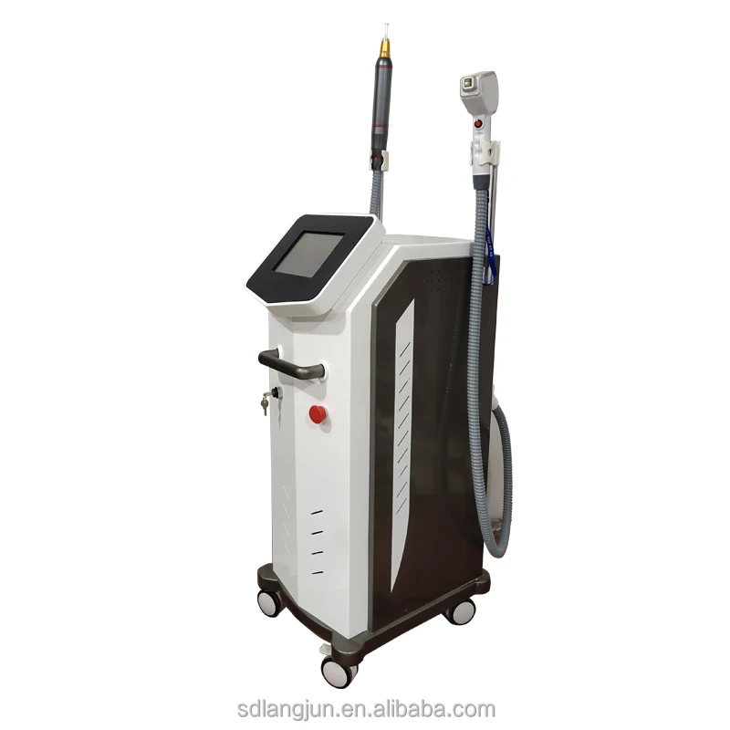 

2 in 1 808nm Diode Laser Hair Removal Q Switched ND YAG Laser Tattoo Machine 50 Million Shots Painless Air Water Cooling System