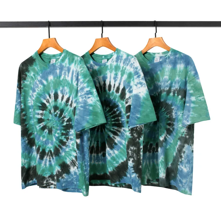 
2020 Fashion OEM Casual Loose 100% Cotton Men Tie Dye Vintage Custom T Shirt Men Clothes 