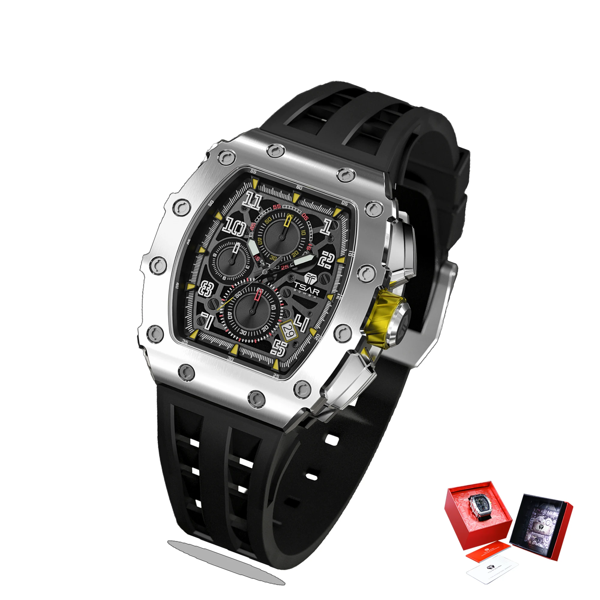 

China Top Direct Factory OEM Luxury Watch Mechanical Watches Automatic Sliver Chronograph Man Watch