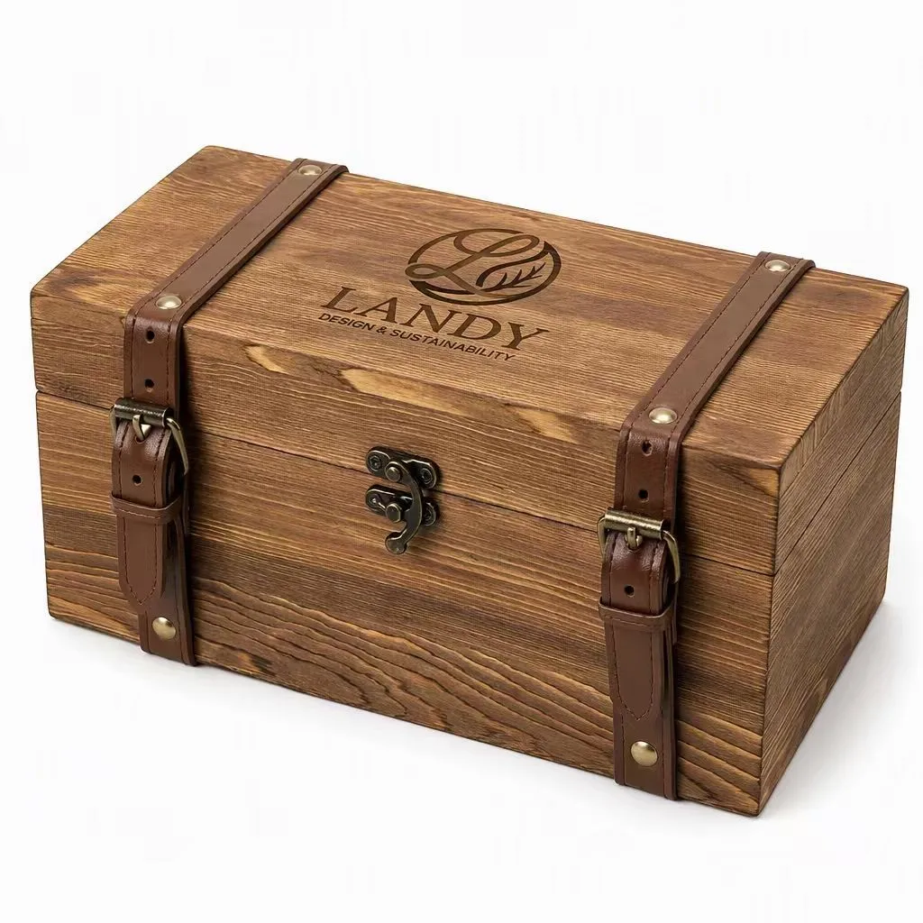 Custom Burnt Wood Wine Box - Rustic Elegance