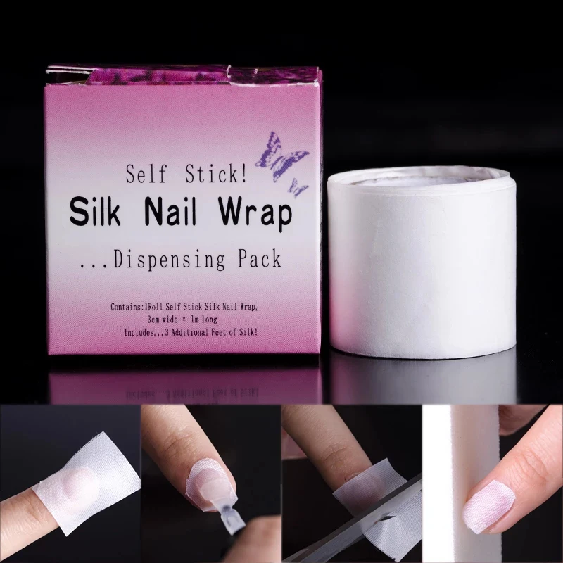 

Self adhesive nail repair extension sticker reinforce tools nail silk protector wrap fiberglass, White