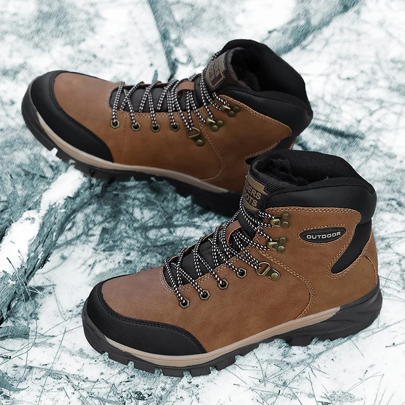 

Winter Plus Size Russia 2021 New Hiking Shoes Safety Men Plus Velvet Warm High Top Cotton Shoes Snow Boots