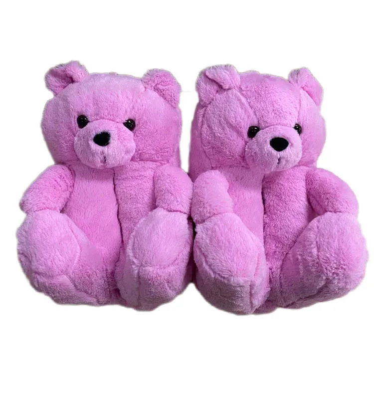 

house Lovely plush shoes animals cheap custom bedroom animal teddy bear indoor slippers for winter, Red,black,pink,blue,light brown,dark brown,muticolor ,white