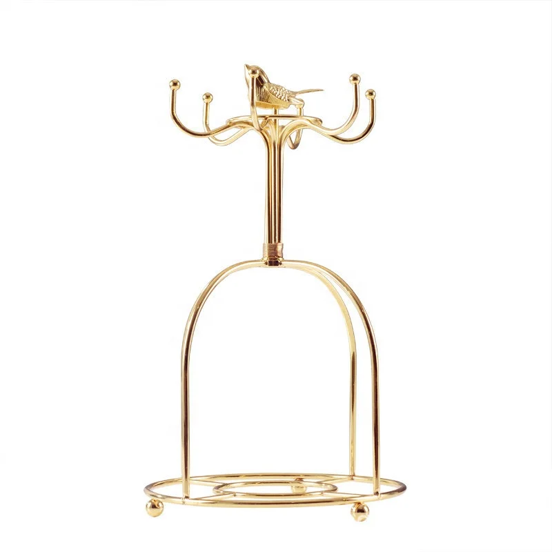 

Creative Gold Bird Stand Household Stainless Coffee Cup Saucer Holder