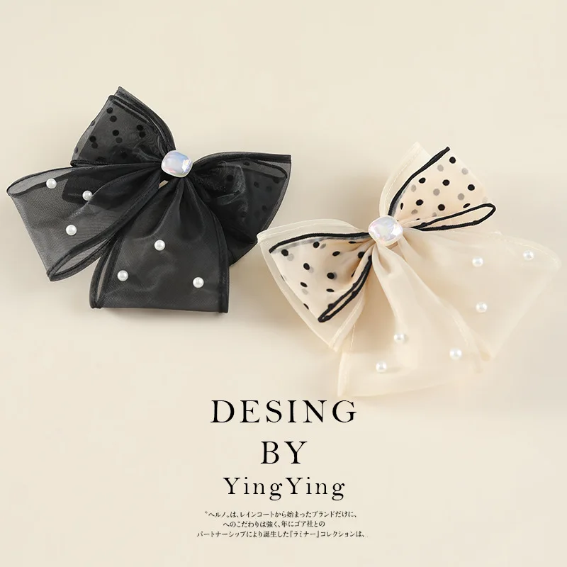 Yiwu Factory Bow Clips Hair Accessories Temperament Pearl Elegant Hair Accessories Fashion Women Hairpins