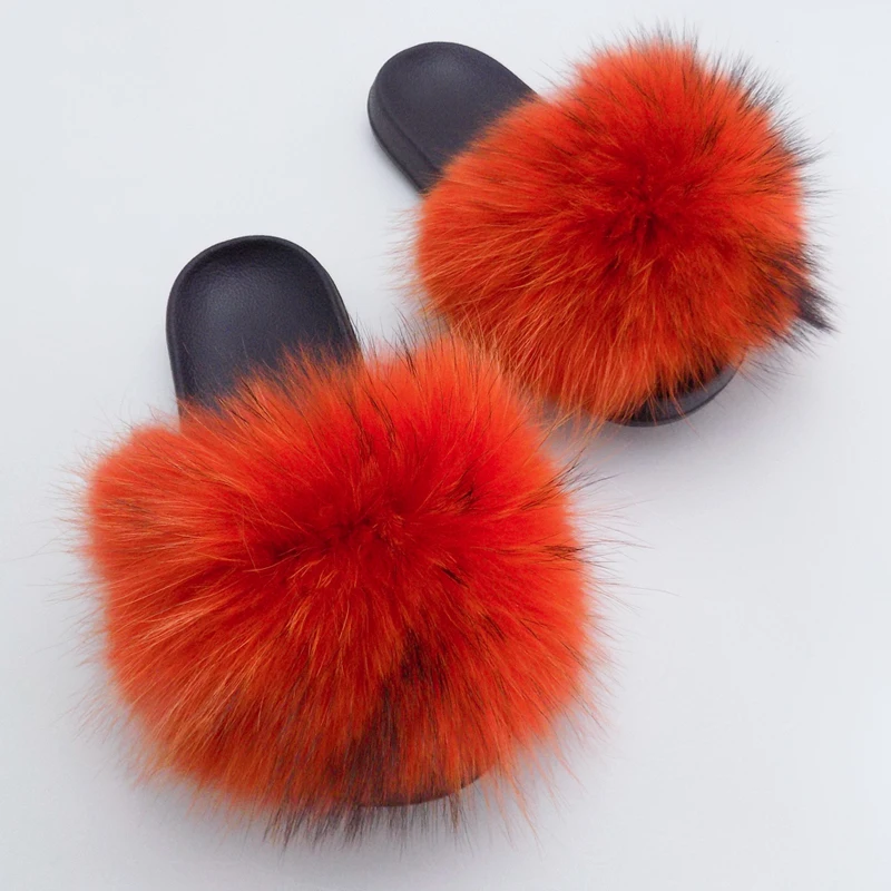 

Myfur New Arrivals real fur slippers raccoon fur slippers, 14 colors
