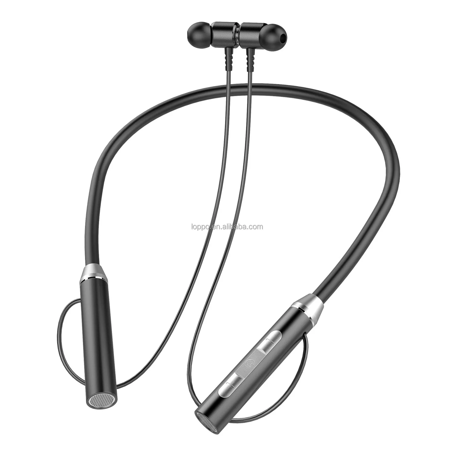 

2021 Newest soft silicon neckband wireless in-ear earbuds magnetic metallic earhousing BT5.0 sweatproof sports wireless earphone