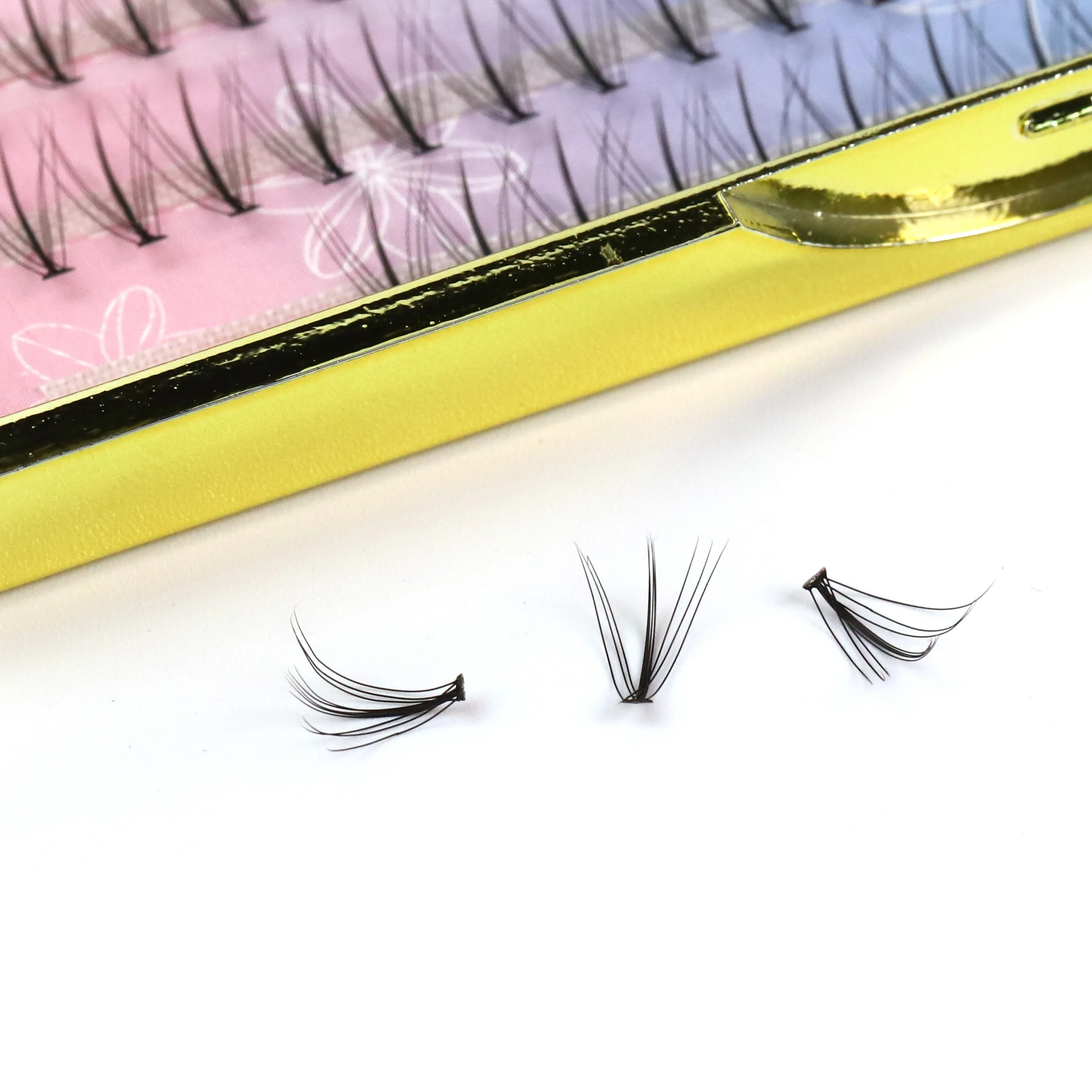 

pre made premium russian silk volume fans eyelashes, Natural black