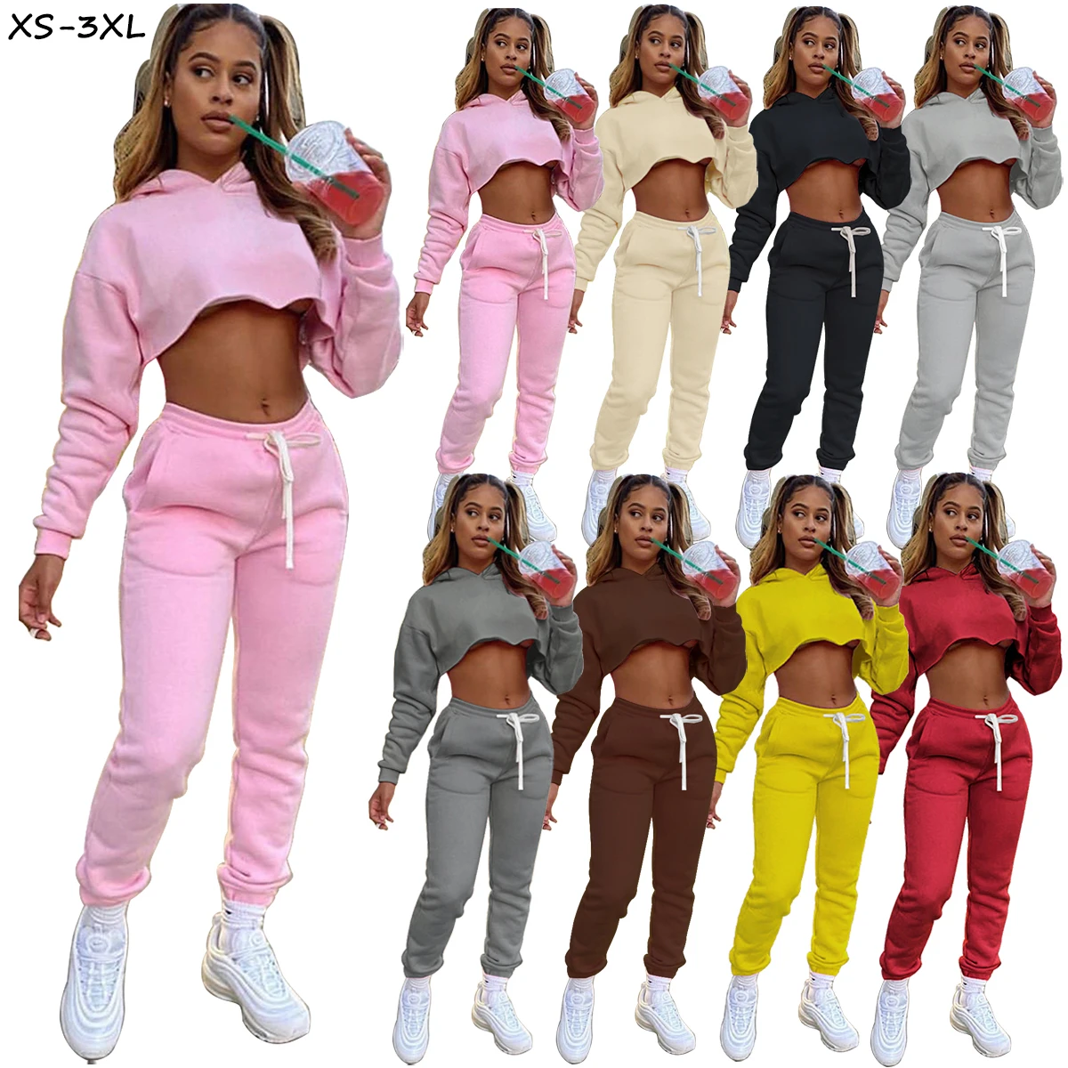

2022 Women Clothing Winter Custom Jogger Sets Sweatpants And Hoodie Two Piece Set Women'S Sets