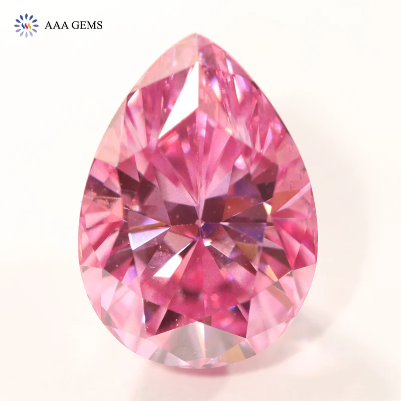 

AAA Gems Moissanite Beads High Quality Pear Moissanite Stone Free Fire Diamond 6*8mm Moissanite Pink