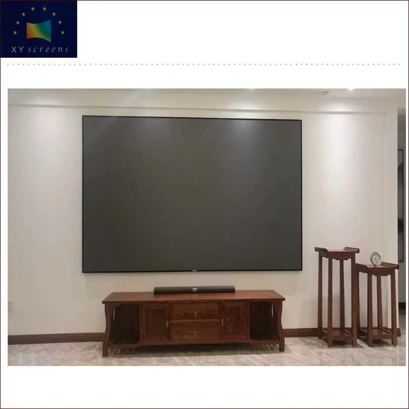 

XYscreens 120 inch Living Room 4K 3D HD TV with Thin Fixed Frame UST ALR PET Crystal Projector Screen, Dark grey