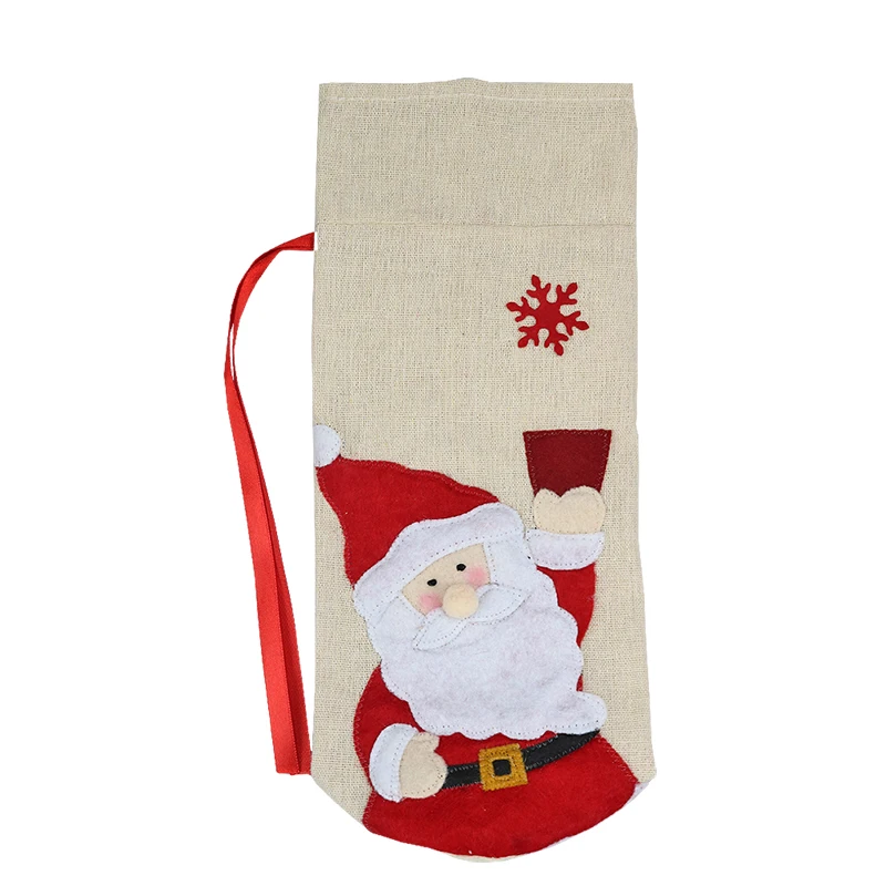 
Christmas Wine Bottle Cover Bag Snowman Santa Claus Christmas Wine Bags for Christmas Party New Year Dinner Decoration Xmas Gift 