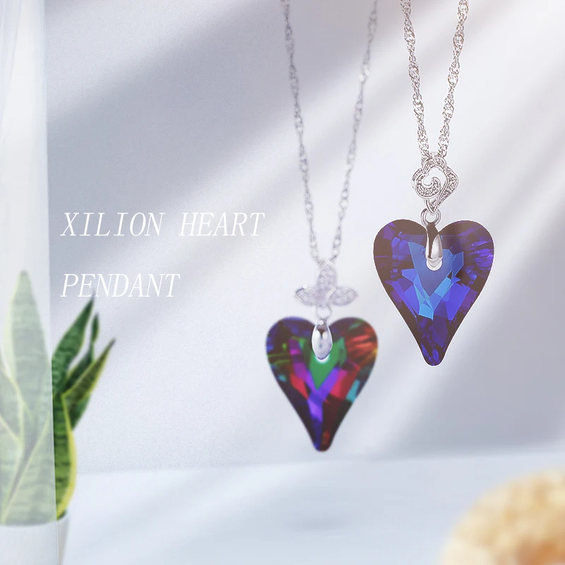 

Xichuan Xilion Heart 14*17 Crystal Glass Rhinestones Pendant Charming, Crystal ab, vitrail light, bermuda blue, golden shadow, silver night