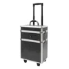 Fashion travel makeup trolley case professional with wheels D9013 professional aluminum rolling vanity case box