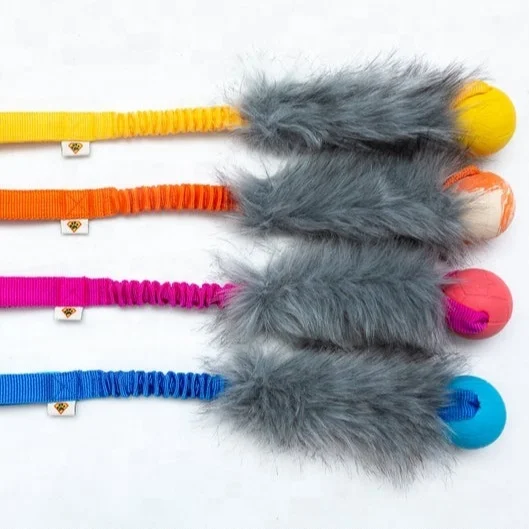 

2021 Hot sale Durable Faux fur with ball Bungee toy Dog training toy, Picture