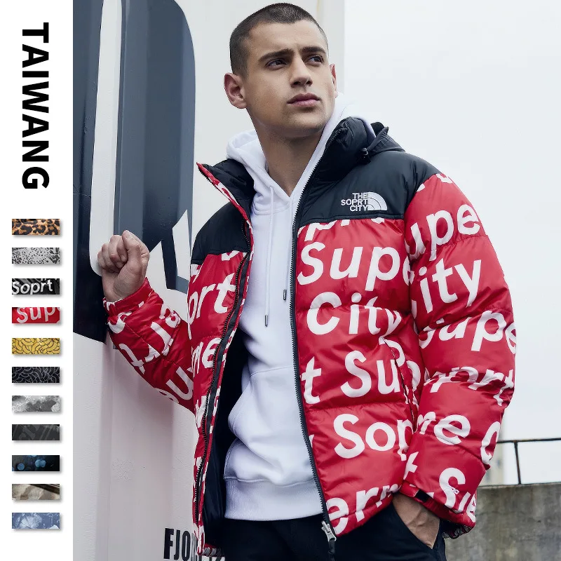 

factory wholesale Men's cotton winter jacket letter printing thick cotton down coat men
