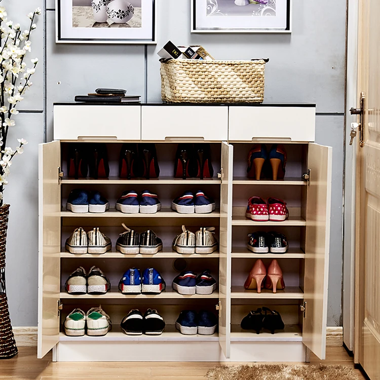 
European wooden shoe storage closet organizer cabinet solid wood rack 