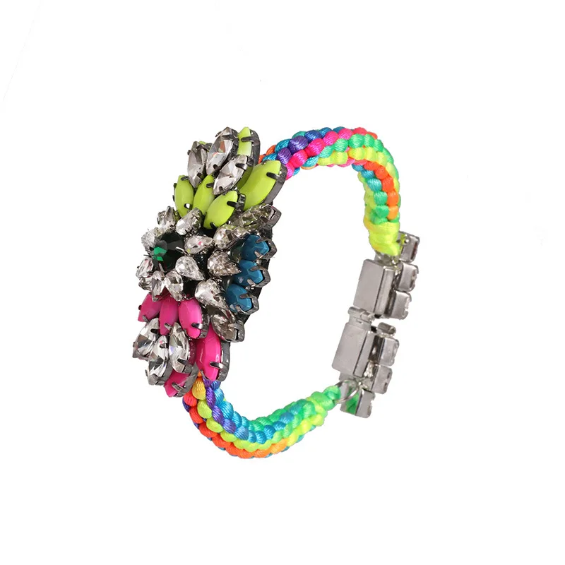 

BA-003 Custom Removable Buckle Alloy Diamond Flower Ankle Bangles Charm Bracelets, Multicolor as picture