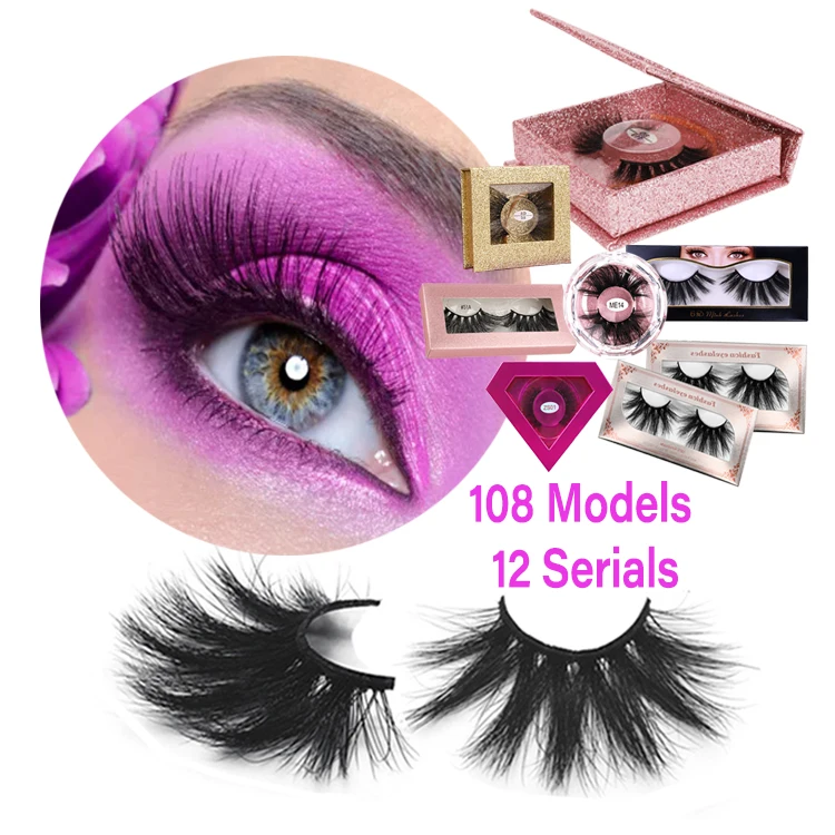 

Dramatic fluffy thick luxury mink false eyelashes, Black color