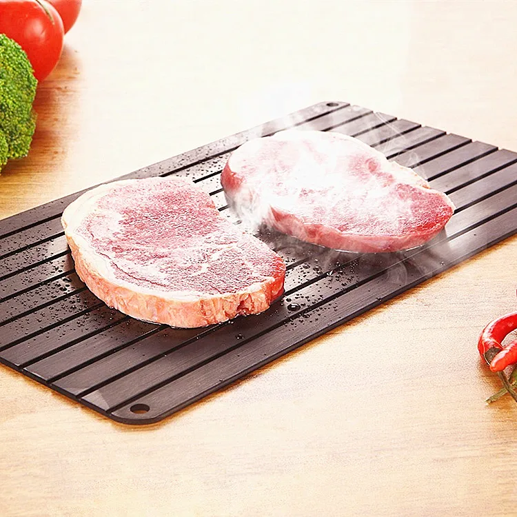 

Hot Seller Meat and Frozen Foods Tools Thawing Board Plate Defrost Tray Fast Meat Defrosting Tray, Black