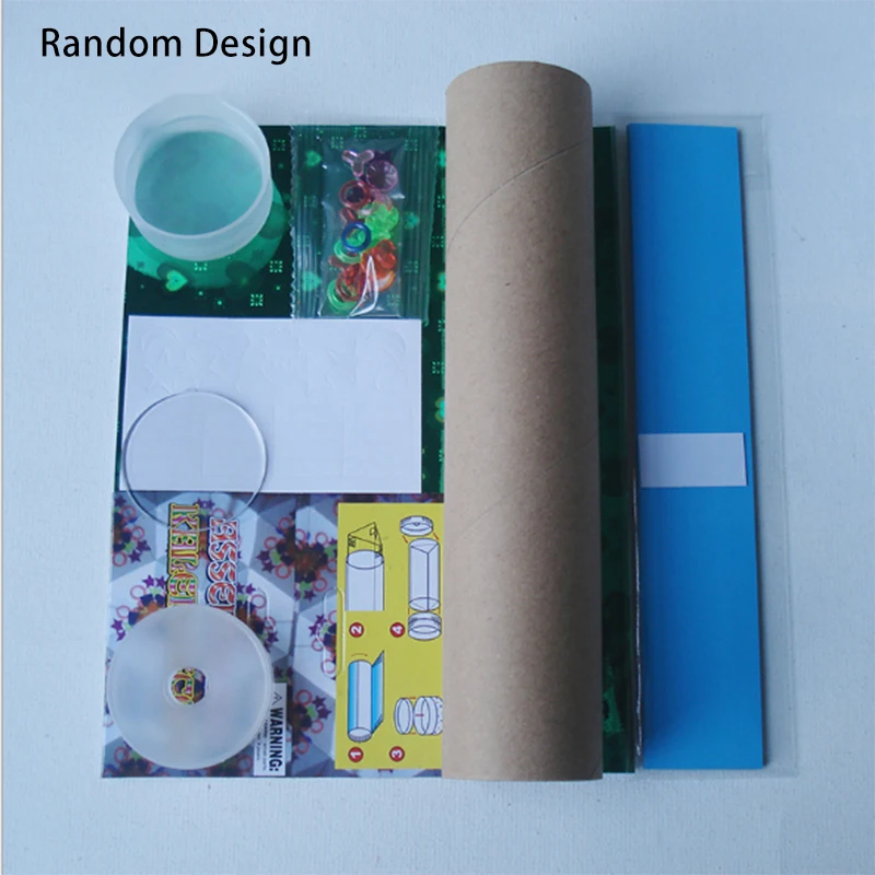 
1 set DIY Colored Rotating Kaleidoscope Kits Science Experiment Educational Craft Kid Brain Hands-Eyes Cooperation Training Toy 
