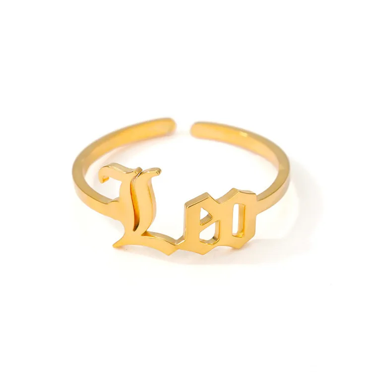 

European and American fashion Golden Cancer Gemini Leo Zodiac Ring Direct Sales Stainless Steel Ring, Picture shows