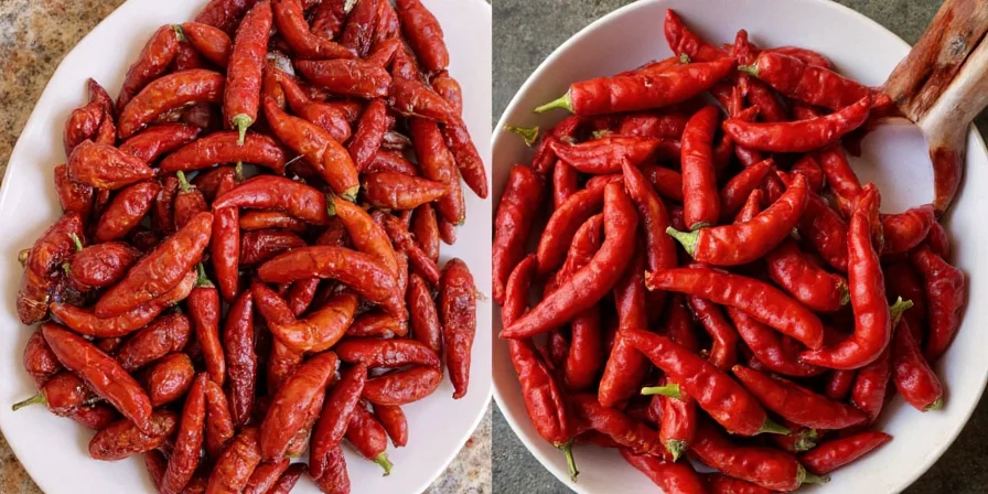 A well-stocked spice rack featuring dried chiles