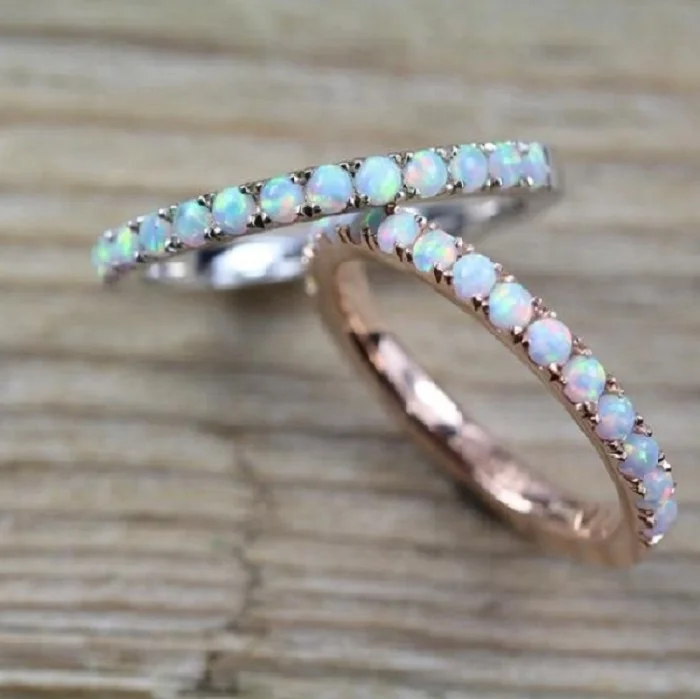 

Dainty s925 gold plated opal stone ring LYR0655