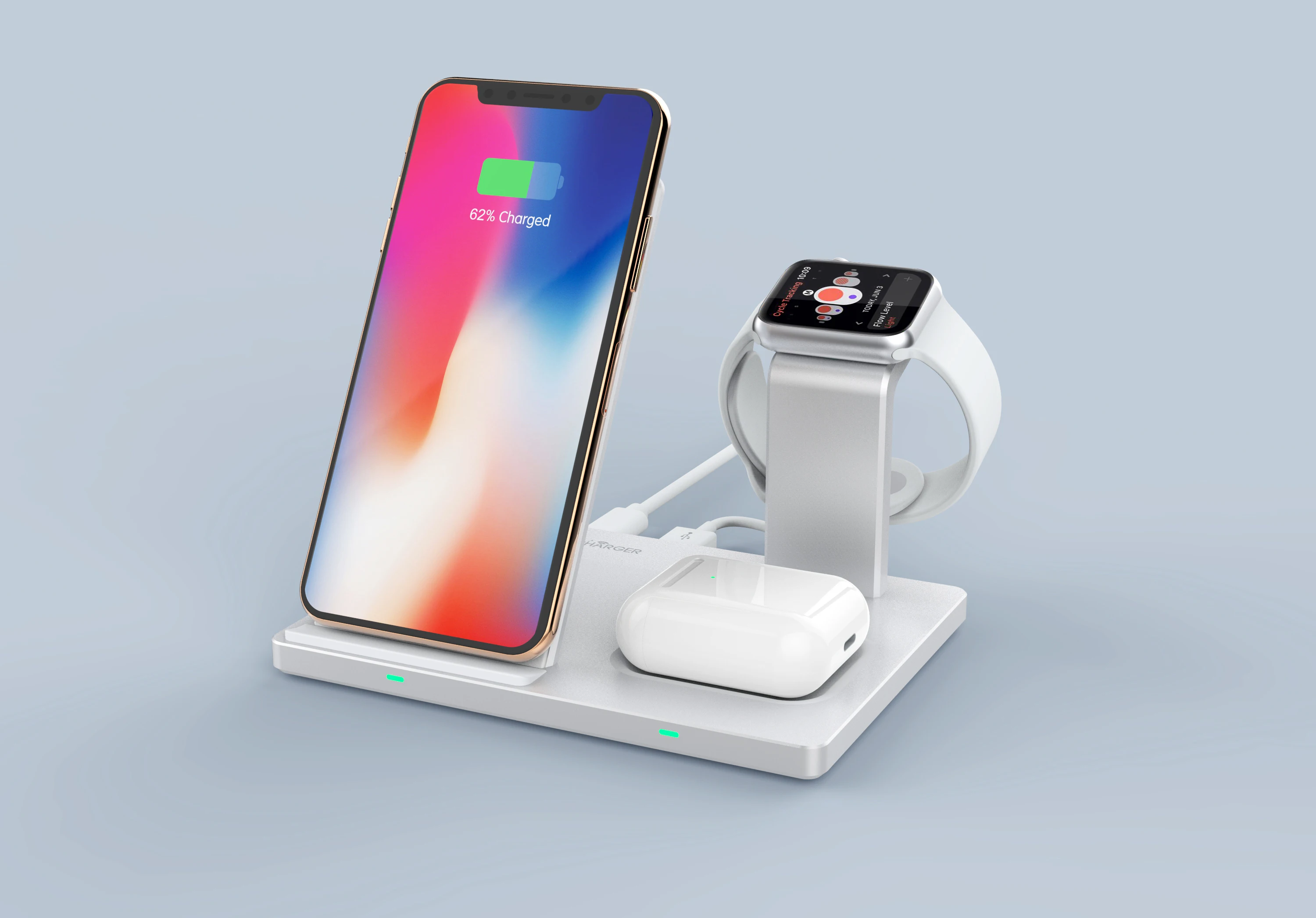 3 In 1 Aluminum Wireless Charger Station Able To Charge For Three ...