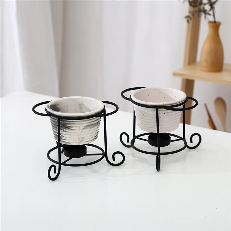 Stylish exquisite custom logo wedding banquet restaurant hotel cheese ceramic fondue set.jpg