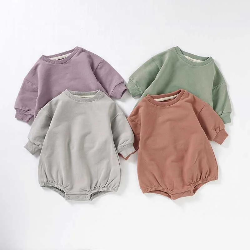 

Long Sleeve Organic Cotton Terry Fabric Autumn Onesie Baby Romper, Can be choose from our color swatches