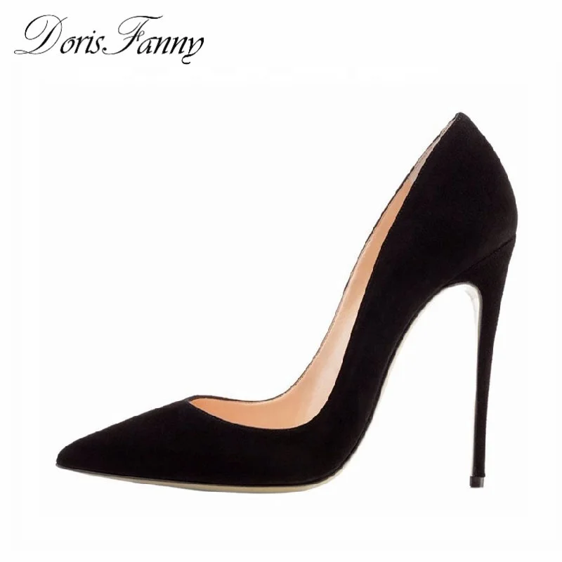 

Genuine leather women shoes ladies designs high heels pumps Suede shoes Black Red Orange Blue Sexy women fashion shoes