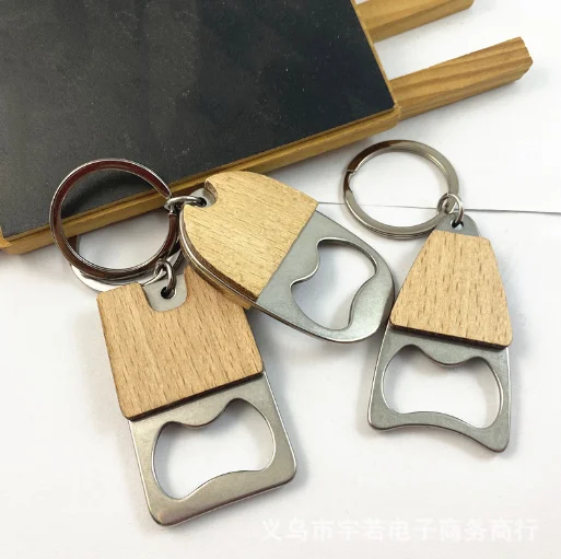 

Promotions Custom Logo Wooden Engraved Name Souvenir Wood Bottle Opener Keychain Blank Bulk