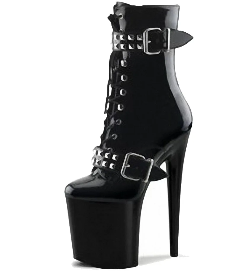 New Product Heel Height 120cm High Thin Waterproof Platform Buckle to Low Barrel Short Boots Platform Shoes