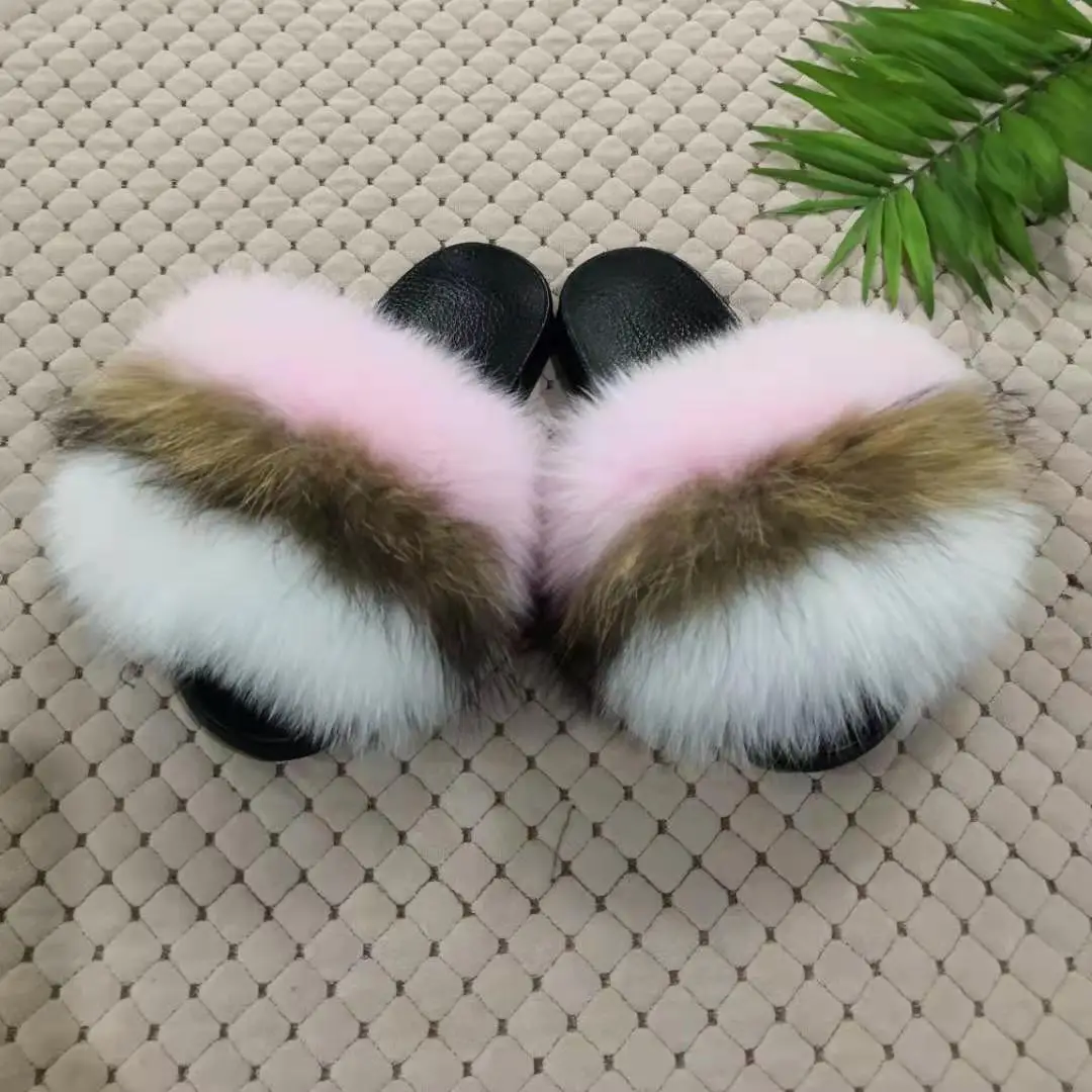 

Exquisite House Slides Winter Big Custom Black Wholesale Vendor White Luxury Real Fox Sheepskin Womens Mule Sandals Claw Fur Sli, Customized color