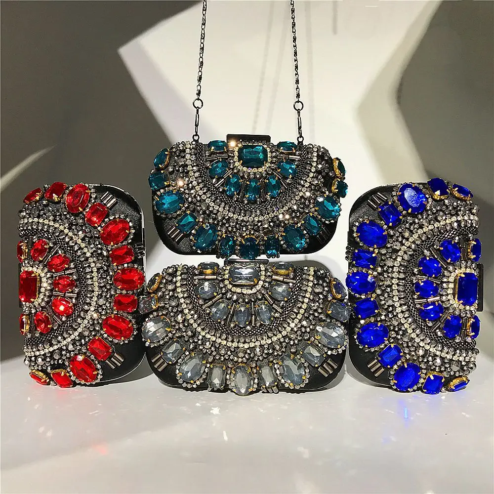 

Valentines Day Gifts 2021 Unique Design Luxury Crystal Rhinestone Decorate Evening Party Clutch Bag For Women Ladies, More
