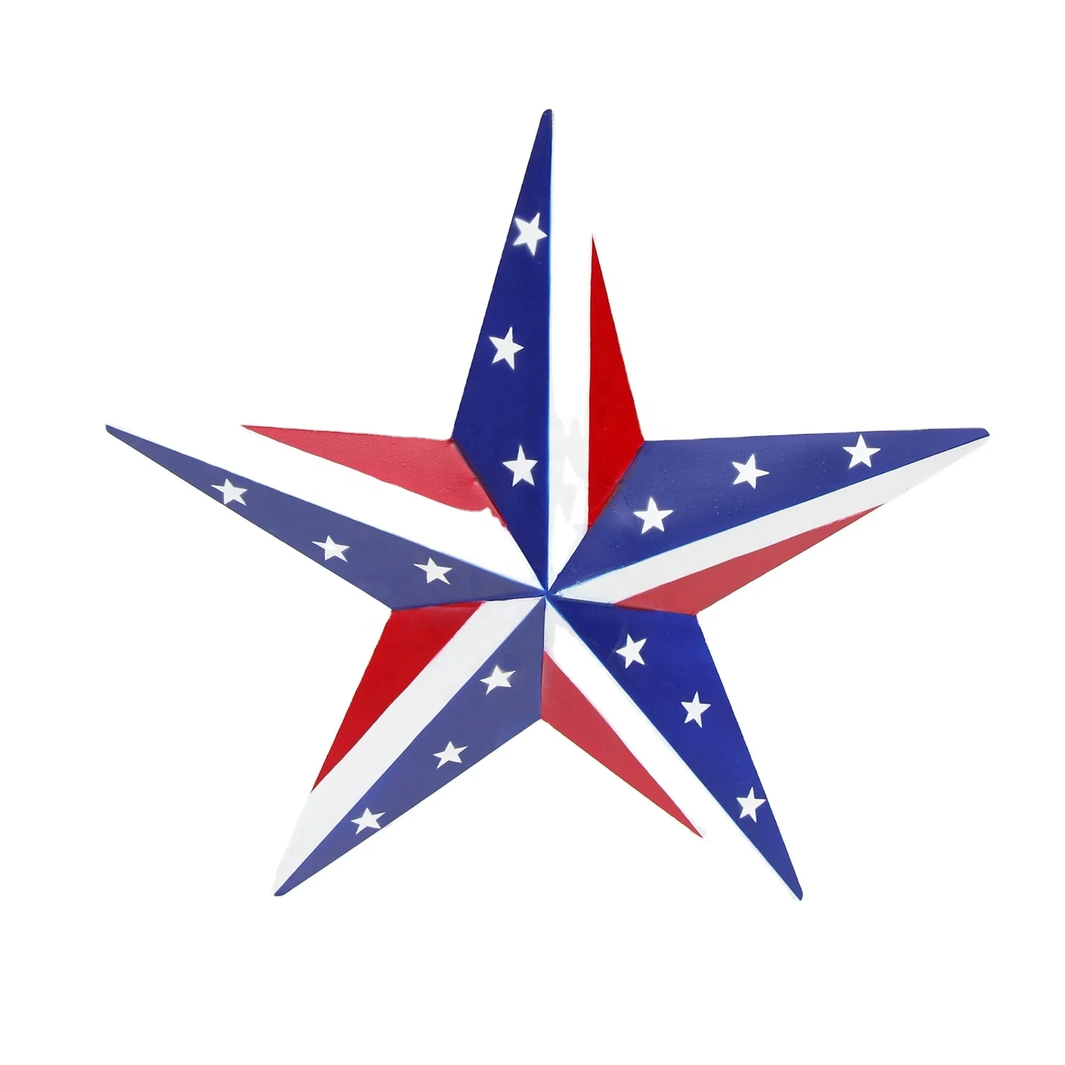 

Attraction Design Metal Star Wall Decor Hanging Country Rustic Metal Star for July 4th Decoration, Customized color