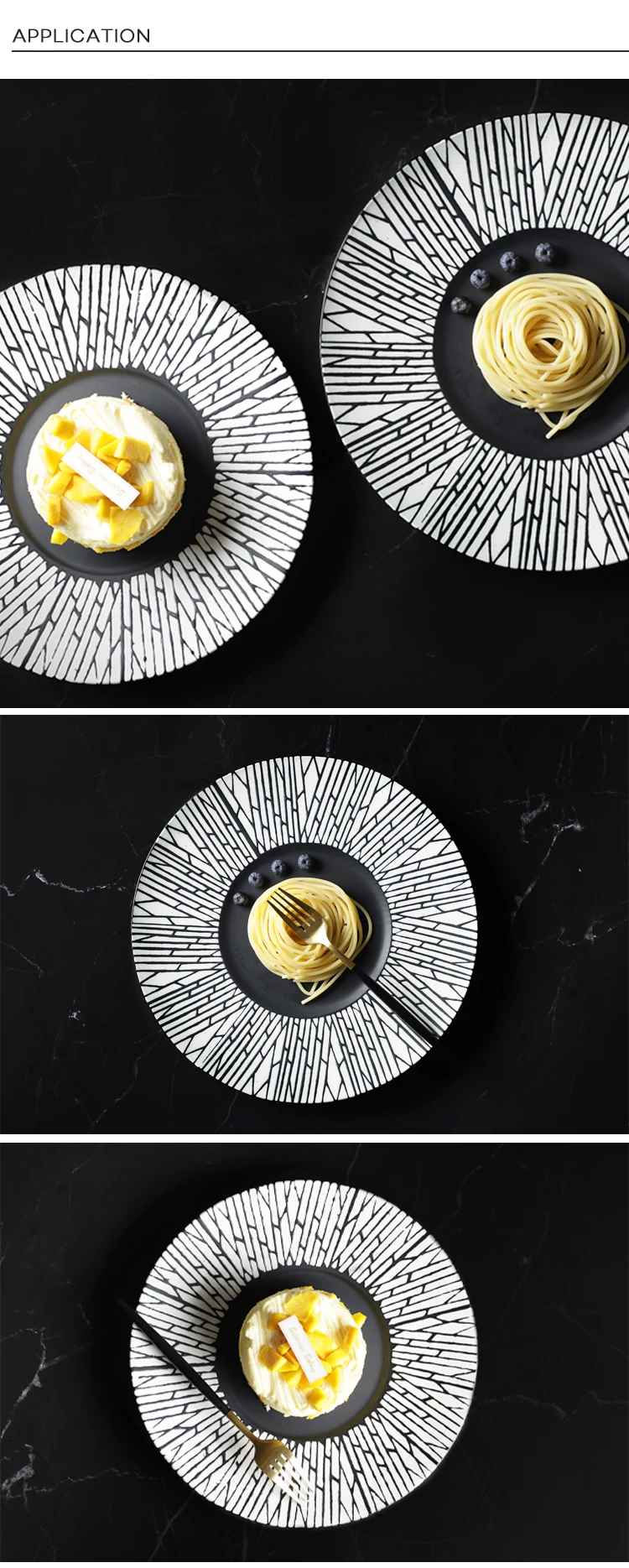 28ceramics Matte Ceramic Tableware Black Charger Plates, 28ceramics Korean Style 10/11/12 Inch Black Dishes~