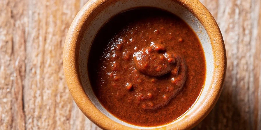 Spread of mole ingredients on a wooden table