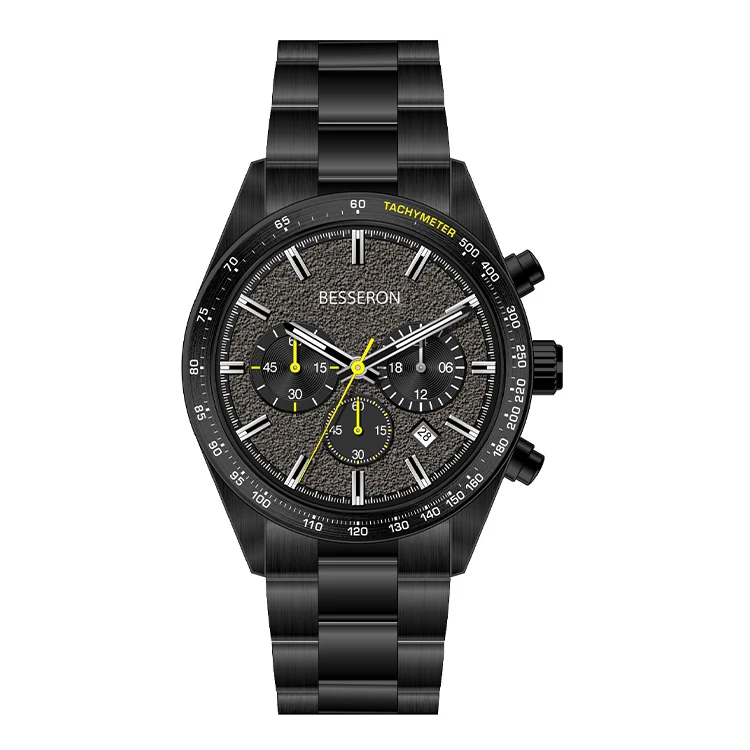 

2022 New wristwatch custom luminous business waterproof chronograph luxury quartz black men wrist watch